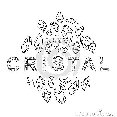 Decorative vector design. Crystal illustration. Cartoon Illustration